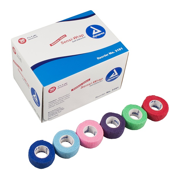 Assorted Color Sensi Wrap, Self Adherent, 1" x 5 yards. 30/Case.